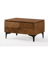 Two Drawer Mid Century Nightstand for Modern Bedroom or Living Room