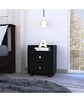Faux Wood Two-Drawer Nightstand – Perfect for Modern Bedroom Storage