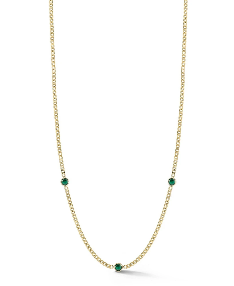 Rachel Zoe 14K Gold Plated Sterling Silver Station Necklace with Curb Chain