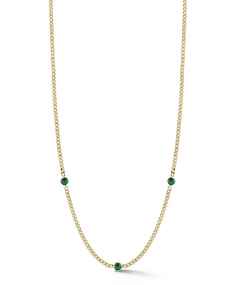 Rachel Zoe 14K Gold Plated Sterling Silver Station Necklace with Curb Chain