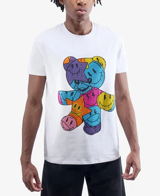 heads or tails Men's Smiley Bear Rhinestone Crew T-Shirt