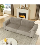 Corduroy Sleeper Sofa Couch with Storage - Light Brown