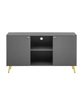 Modern Tv Stand with Adjustable Shelf, Metal Legs