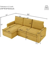 Convertible Sleeper Sofa Bed: 90" L-Shaped Sectional with Pull-Out Bed