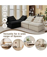Modular Sofa: Diy, Corduroy, 4 Seats, No Armrests, Pillow-Back, Lumbar Pillow