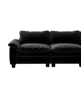 Living Room Furniture Luxury Sectional Sofa Couch with Ottoman Soft Velvet Upholstered Sofa Black