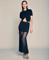 Kenneth Cole Women's Godet Fit & Flare Pull-On Maxi Skirt