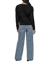 Dkny Jeans Petite Crewneck Open-Stitch Cotton Sweater