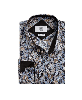 Elie Balleh Big Boys Navy Paisley Sport Slim Fit Shirt