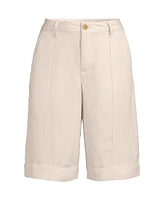 Lands' End Women's Linen Blend High Rise Pintuck 12" Bermuda Shorts