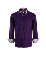 Elie Balleh Big Boys Wine Slim Fit Jacquard Dot Shirt