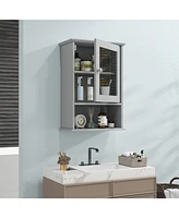 Gymax Wall Mounted Bathroom Cabinet Storage Organize Hanging Medicine Adjustable Shelf