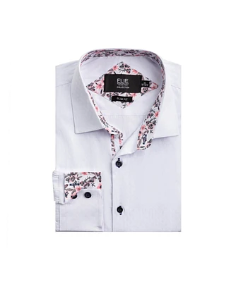 Elie Balleh Big Boys White Slim Fit Jacquard Dot Shirt