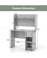 Home Office Desk with Raised Display Shelf and 2 Open Shelves