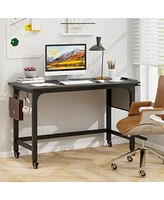 48 Inch Rolling Computer Desk with Metal Frame for Home Office