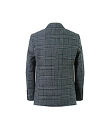 Slim Fit Windowpane Blazers Sports Coat Jacket for Boys - Grey, S/8