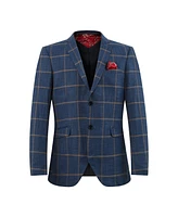 Elie Balleh Boys Navy Slim Fit Plaid Jacket