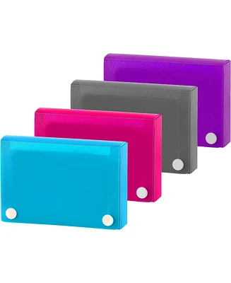 3" X 5" Index Card Case Holds 100 Cards Includes Business Card/Index Holder and 5 Tab Dividers Comes Assorted Color – (Pack of 4)