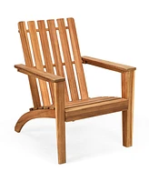 Gymax Patio Lounge Chair Outdoor Wooden Adirondack Chair w/ Armrest