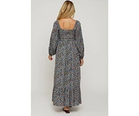 Pinkblush Maternity Navy Floral Long Sleeve Maxi Dress