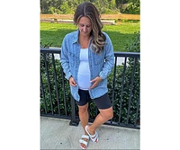 Pinkblush Maternity Light Blue Chambray Rolled Cuff Shirt