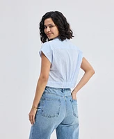 Reistor Women's Oversized Crop Shirt Classic Stripes