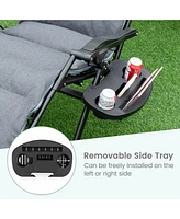 Gymax Zero Gravity Chair Folding Recliner Lounge w/ Cushion Cup Holder