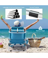 1 Piece Foldable Backpack Beach Chair with Cup Holder and Storage Pockets for Outdoor