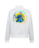 Freeze Max Women's White Lilo and Stitch Scrump Full-Snap Satin Jacket