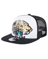 New Era Men's White/Black Jacksonville Jaguars Distressed 9FIFTY A-Frame Snapback Hat