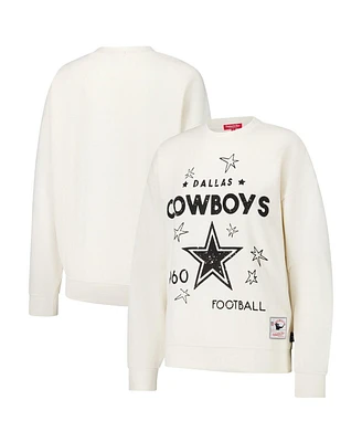 Mitchell & Ness Women's Cream Dallas Cowboys Lightweight 3.0 Logo Pullover Sweatshirt