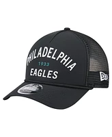 New Era Men's Black Philadelphia Eagles Active Minimalist M-Crown A-Frame 9FORTY Adjustable Hat