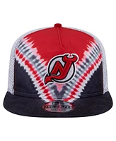 New Era Men's Black/Red New Jersey Devils Throwback V-Dye Adjustable Golfer Hat