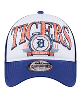 New Era Men's White/Navy Detroit Tigers Distressed 9FORTY A-Frame Adjustable Trucker Hat