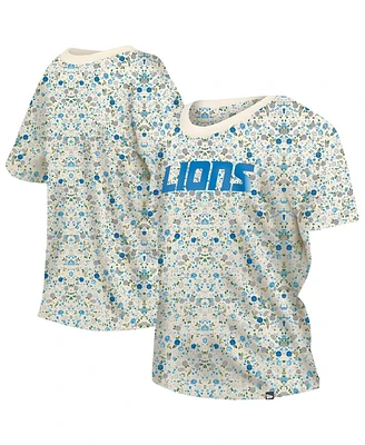 New Era Women's Cream Detroit Lions Glam Game Floral T-Shirt