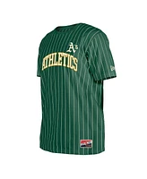 New Era Men's Green Athletics Throwback Pinstripe T-Shirt