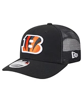 New Era Men's Black Cincinnati Bengals Main Trucker 9SEVENTY Stretch Snap Hat