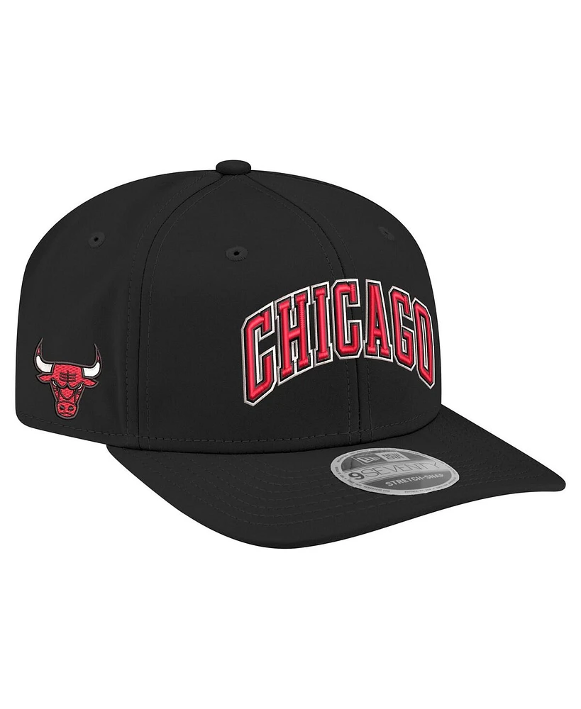 New Era Men's Black Chicago Bulls Statement Edition Jersey Hook 9SEVENTY Stretch-Snap Hat