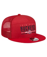 New Era Men's Scarlet Ohio State Buckeyes Split Panel 9FIFTY Snapback Trucker Hat