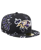 New Era Men's Black Baltimore Ravens Paisley 59FIFTY Fitted Hat