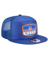New Era Men's Royal New York Mets Split Panel 9FIFTY Trucker Snapback Hat