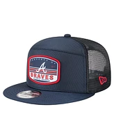 New Era Men's Navy Atlanta Braves Split Panel 9FIFTY Trucker Snapback Hat