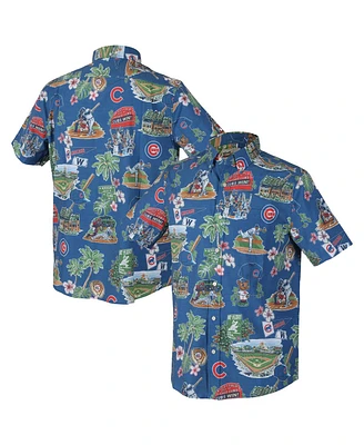 Reyn Spooner Men's Royal Chicago Cubs Scenic Tri-Blend Button-Down Shirt