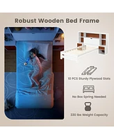 Gymax Twin Bed Frame w/ Storage Headboard & Nightstands 7 Compartments 3 Drawers
