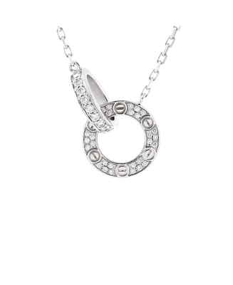 Pre-Owned Cartier Love Interlocking Pave Necklace 18K White Gold and Diamonds