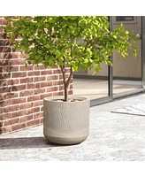 LuxenHome Tan -Inch Tall Round MgO Planter