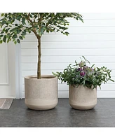 LuxenHome Tan -Inch Tall Round MgO Planter