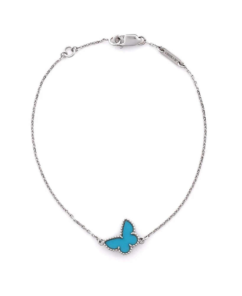 Pre-Owned Van Cleef & Arpels Sweet Alhambra Butterfly Bracelet 18K White Gold and Turquoise