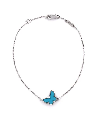 Pre-Owned Van Cleef & Arpels Sweet Alhambra Butterfly Bracelet 18K White Gold and Turquoise