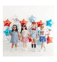 Sweet Wink Toddler Girls Patriotic Sequin Bow Patch Short Sleeve T-Shirt